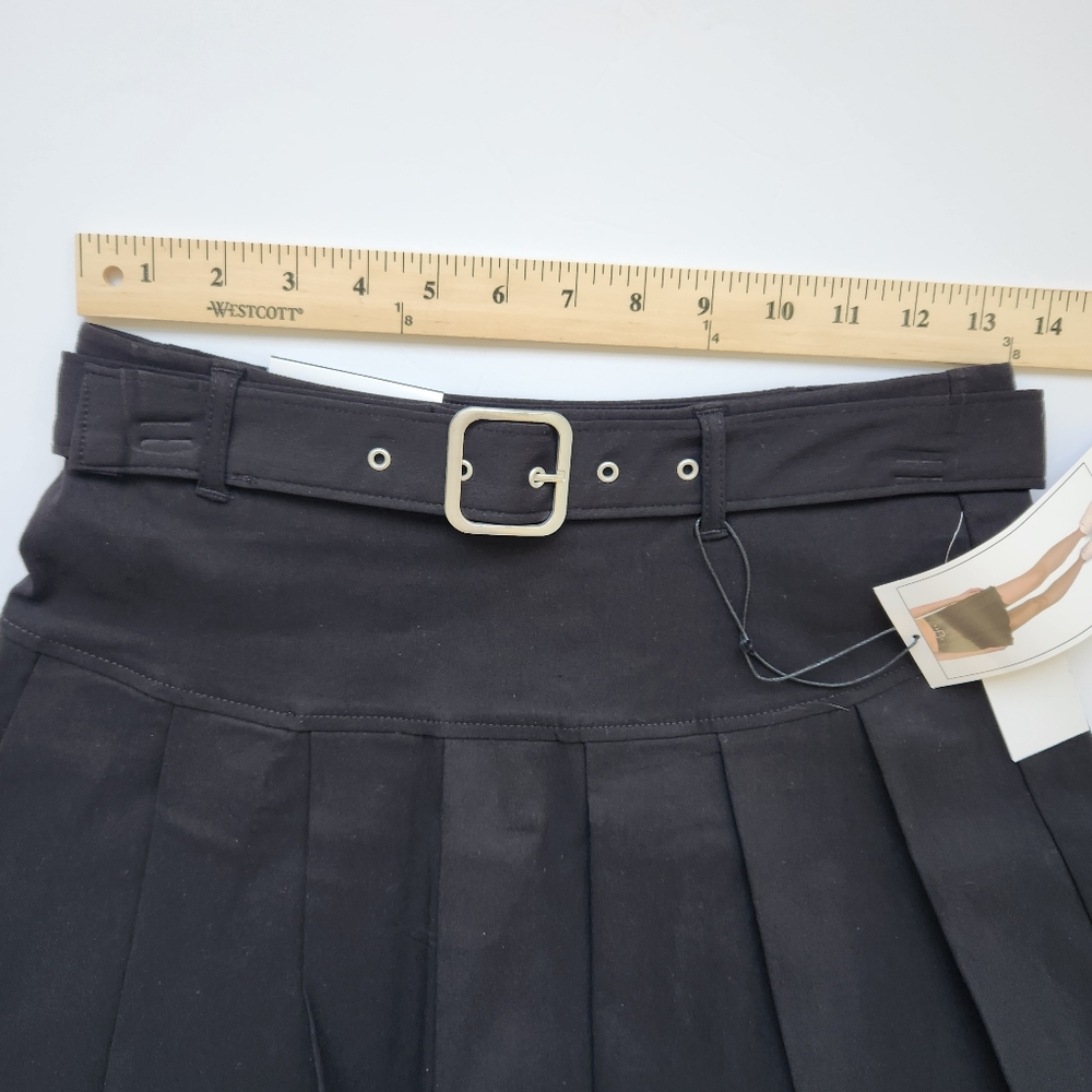 School Girl Pleated Mini Skirt Black Belted Prep School Preppy Academia Small - Picture 13 of 16
